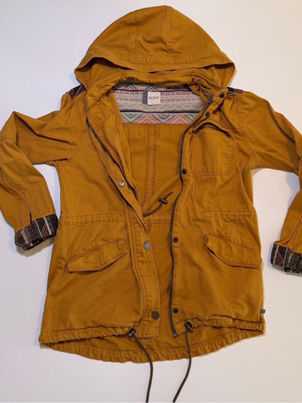 Roxy Women's Hooded Utility Anorak Jacket in Mustard